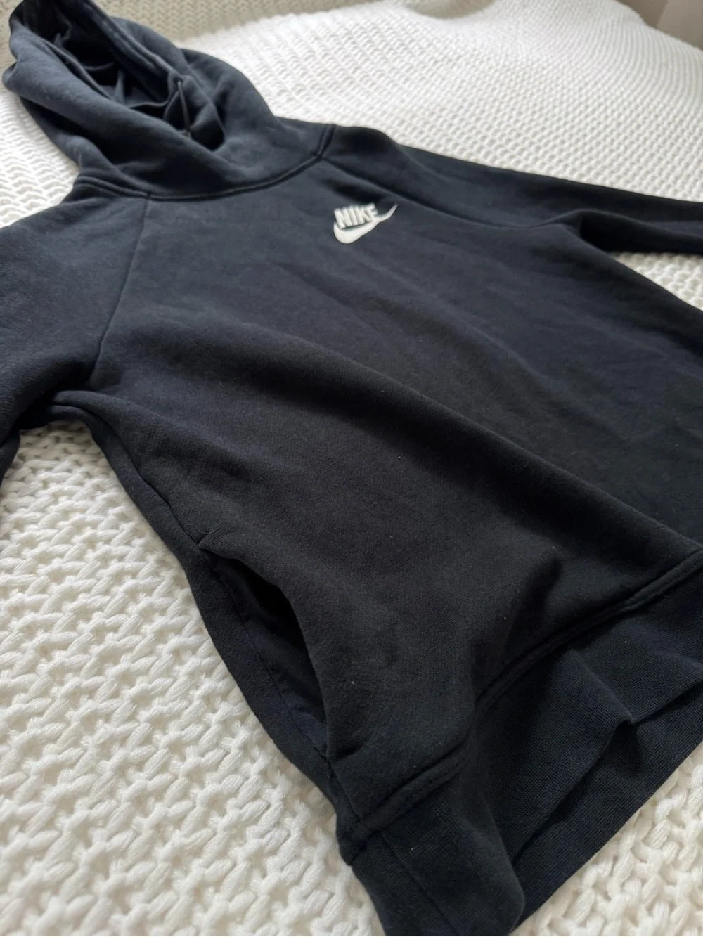 Nike Black Hoodie Sweatshirt with White Swoosh